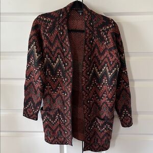 Lucky Brand Red and Black Patterned Sweater